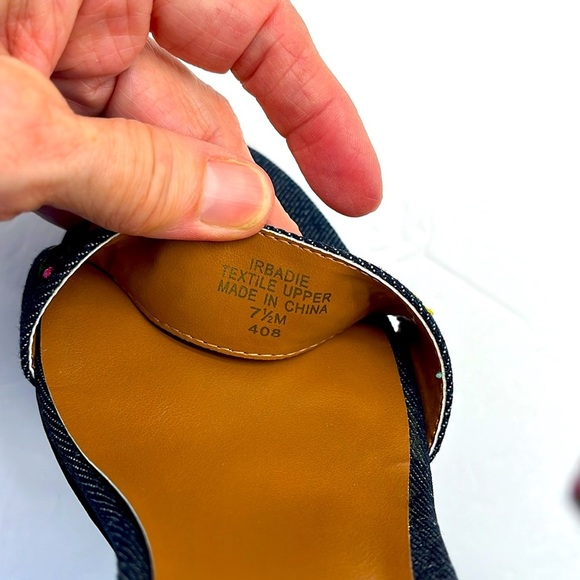 Indigo Rd Embroidered Floral Blue Denim Heels Irbadie Open Toe Size 7.5M Boho - Picture 16 of 17